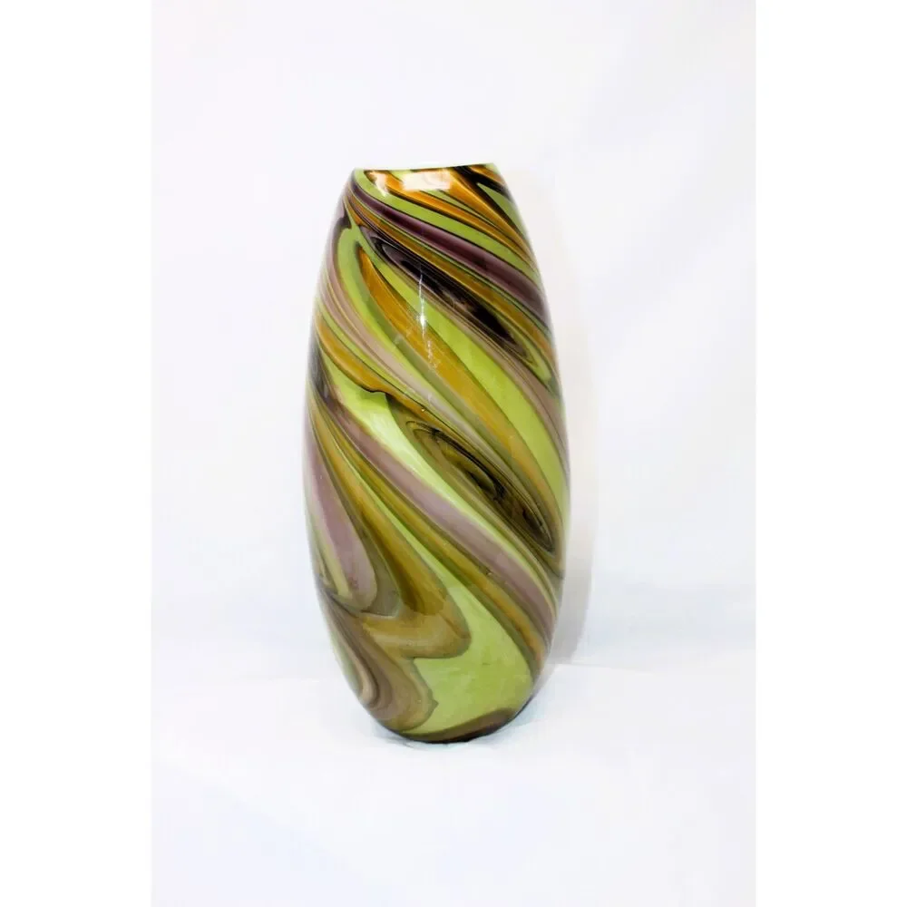 EUC With Tags! ~ HD Designs Oblong Borneo Glass Swirl Vase 12